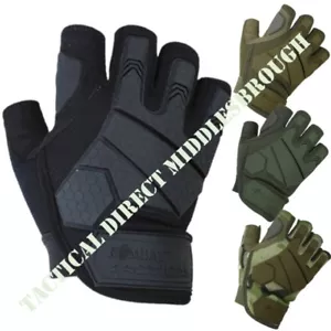 Guantes tácticos sin dedos Alpha para hombre nudillo de goma microfibra ejército airsoft - Imagen 1 de 7