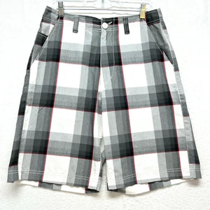 CSG Champs Sports Gear Chino Shorts Men's Size 30 - Gray White Plaid 11" Inseam - Picture 1 of 12