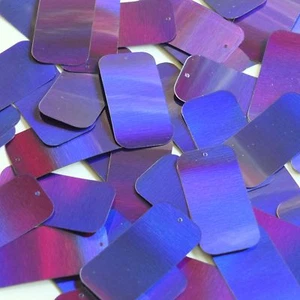 Lenteja metálica reflectante púrpura profundo lentejuela rectangular de 1,5"" x 0,75 - Imagen 1 de 2