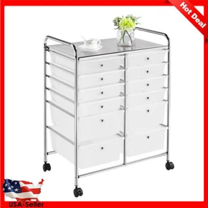 12 Drawer Rolling Storage Cart Organizer W/Lockable Wheels Steel Frame White New - Picture 1 of 13