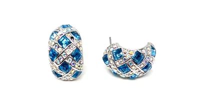 Llamativos pendientes anchos Huggies elementos de cristal enchapados en oro de 18 quilates Foto 1 de 2