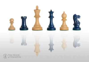 The Grandmaster Chess Set - Pieces Only - 4.0" King - Blue Gilded - Picture 1 of 11
