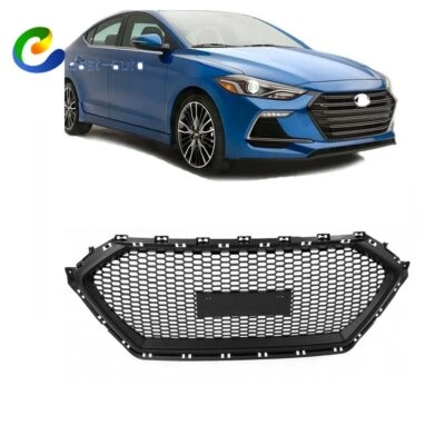 Rejilla delantera ABS para Hyundai Elantra sedán panal 2017-2018 estilo negro mate Foto 1 de 4
