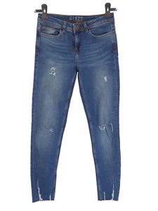 Zara Skinny Jeans Mid Rise Copped Z1975 Slim Fit Ripped Mid Wash UK 6 EUR 34 - Picture 1 of 9