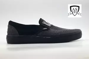Vans Men's BMX Slip On Fast And Loose Size 7.5 Black Marl Canvas Suede Shoes - Picture 1 of 9