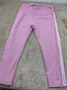 BEVERLY HILLS POLO CLUB PINK CROP HIGH WAIST TIGHTS SWEATSPANTS SIZE L - Picture 1 of 6
