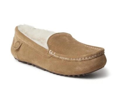 Zapatillas para mujer FIRESIDE Dearfoams Mel mocasín de piel de oveja genuino, castaño 7W Foto 1 de 4