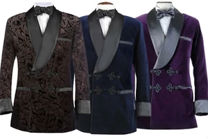 Smoking Velvet Stylish Jacket Suit Dinner PartyTuxedo Blazer Coat Wedding Jacket - Picture 1 of 4