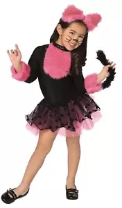 GIRLS PINK & BLACK CUTIE CAT 4 PC HALLOWEEN COSTUME SIZE L LF1072CLG - Picture 1 of 1