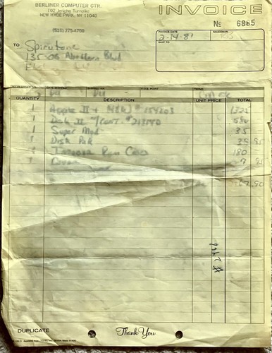 1981 Apple Computer Apple II+ II Plus Disk II Invoice VERY RARE and ...