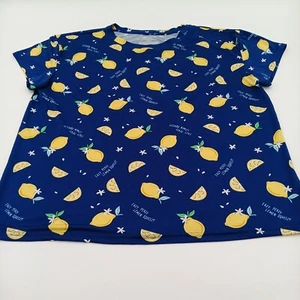 Joyspun Shirt Girls Large 12-14 Blue Easy Peasy Lemon Squeezy All Over Print - Picture 1 of 5