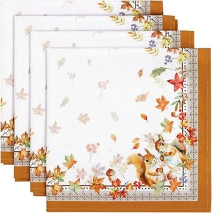 Tovaglioli di Panno Stampa Scoiattoli Foglia Autunno 100% Cotone 18" X 18" Tovaglioli da Pranzo... - Foto 1 di 2