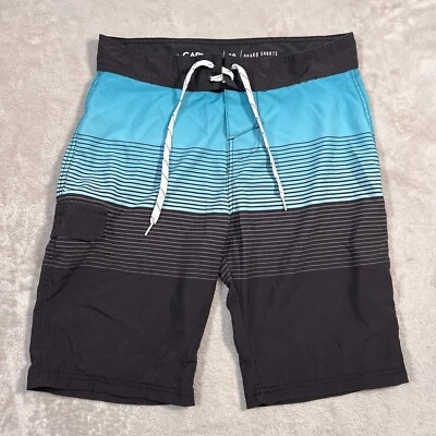 Carbon Board Shorts Mens Size 30 Waist Black Blue Striped Beach Swim Surf Trunks - Image 1 of 4