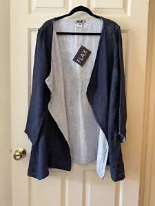FLAX Designs- Linen. “The Encore Jacket.” Reversible. Color- Navy Lava (Large) - Picture 1 of 18