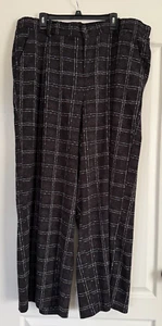 Torrid Pants Elastic Button Fly Plaid Palazzo Wide Leg Pockets Black 24 2X - Picture 1 of 4