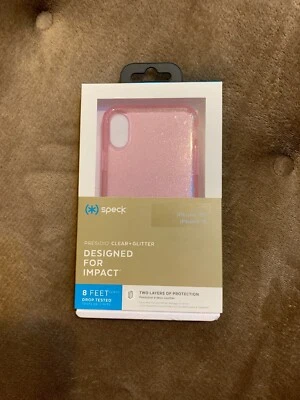 Speck Presidio Clear + Glitter - iPhone XS / X - Bella Pink with Gold Glitter - Image 1 of 3