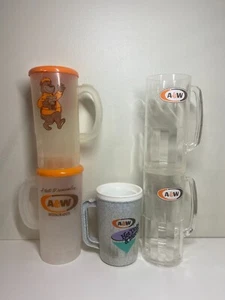 Vintage A&W Root Beer Plastic Mugs Oval Logo 1960s Retro Lot Bundle Of 5 - Picture 1 of 20