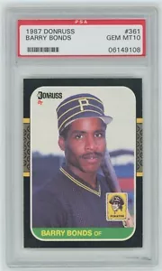 1987 Donruss BARRY BONDS PSA10 GEM Pittsburgh Pirates #361 Baseball ROOKIE Card - Picture 1 of 2