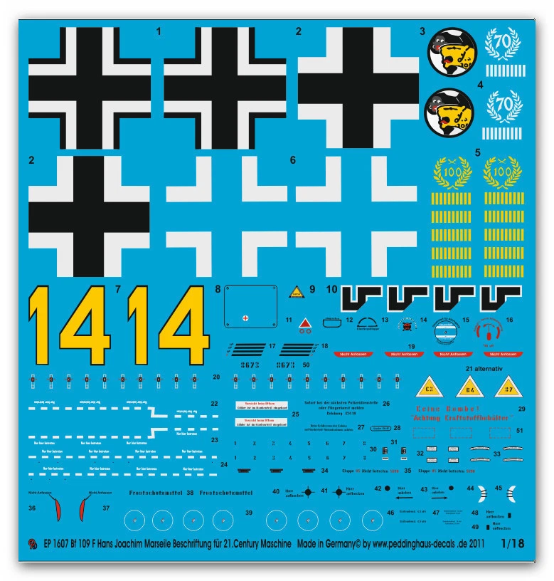 Peddinghaus 1/18 1607 BF 109 F Hans Joachim Marseille Per Il 21° Secolo - Immagine 1 di 1