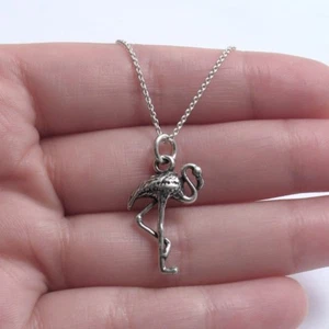 925 Sterling Silver Flamingo Charm with Necklace - Picture 1 of 1