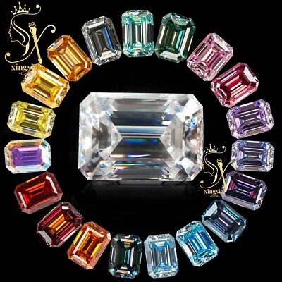 Multicolor Loose Moissanite Stone VVS1 Emerald Cut Gemstone With GRA Certificate - Image 1 of 4