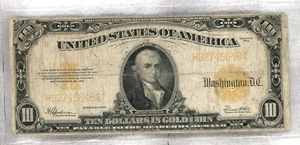 1922 ~ $10 ~ LARGE GOLD CERTIFICATE NOTE ~ CH VG - Picture 1 of 2