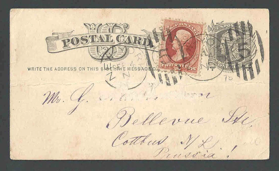 1878 2c #178 Vermilion On UX5 To Prussia - Image 1 of 1