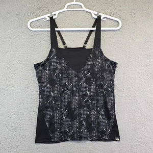 The North Face Tank Women’s Large Floral Vapor Wick Athletic Black White Workout - Picture 1 of 13