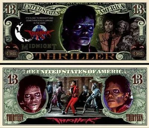 MICHAEL JACKSON THRILLER Billet ONE MILLION DOLLAR! COLLECTION mickael halloween - Imagen 1 de 1