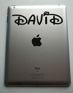 1 x iPad Personalised Name Decal Sticker Curly Waltz Custom Name Laptop Tablet - Picture 1 of 3