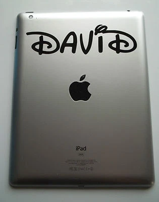 1 x iPad Personalised Name Decal Sticker Curly Waltz Custom Name Laptop Tablet - Image 1 of 3