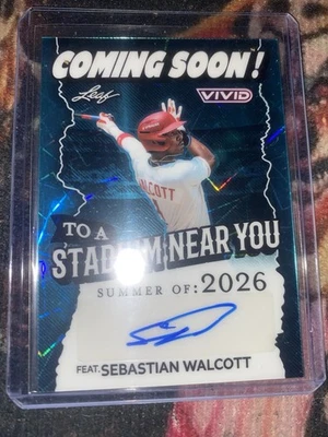 2025 Leaf Vivid Sebastian Walcott Coming Soon Texas Rangers SP Auto RC /10 - Image 1 of 3