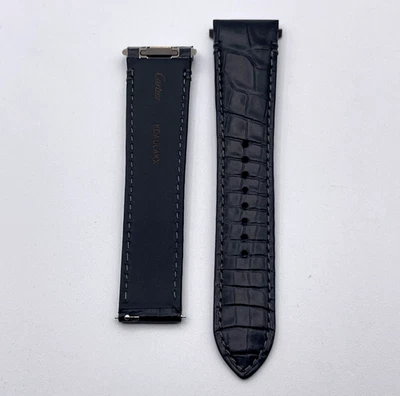 Cartier Santos cinturino orologio strap pelle alligatore nero KDAULAKX 21/18mm
