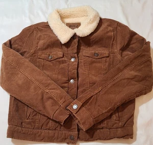Sherpa Lined Corduroy Jacket Mens Size Medium BHJ Brown Western Coat Cowboy GUC  - Picture 1 of 10