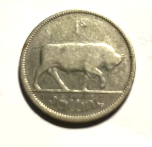 elf Ireland 1 Shilling 1940  Silver  World War II     Bull  D065 - Picture 1 of 2