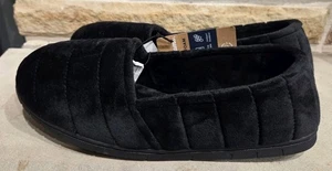 Dearfoams Damen Hausschuhe - gesteppter Velours hinten geschlossen. Schwarz Größe L 9-10 - Bild 1 von 8