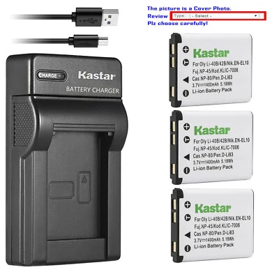 Cargador USB delgado de batería Kastar para Rollei DS-5370 Polaroid CTA-00730S FNP45 Foto 1 de 4