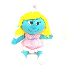 Vintage Smurfette Smurf Stuffed Doll Pink Dress Peyo 1983 Wallace Berrie 15"
