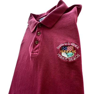 Pebble Beach 100th US Open 2000 Polo Mens Size XL Red Cotton Vintage SS - Image 1 of 4
