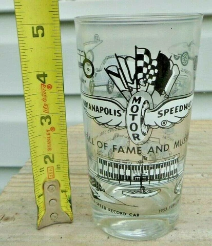 HTF RARE 5" VTG 60'S INDIANPOLIS MOTOR SPEEDWAY HALL OF FAME GLASS TUMBLER Cover