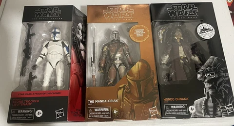 Star Wars Black Series Lot Clone Lieutenant, Carbonized Mandalorian, Hondo Cover