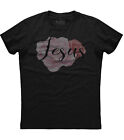 Jesus Rose Rosen Kreuz christlich religiös Herren T-Shirt neu Baumwolle schwarz