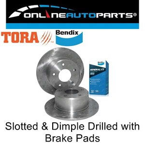 Rear Slotted+Drilled Disc Rotos + Bendix GCT Brake Pads for HoldenVR VS w/ IRS - Picture 1 of 4