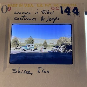 1970 Shiraz Iran Tribal Woman & Jeeps Vintage Original Photo 35mm Slide 144 - Picture 1 of 4