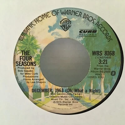 THE FOUR SEASONS DECEMBER 1963 / SLIP AWAY 45 7" VINYL RECORD (WBS 8168) Foto 1 de 2