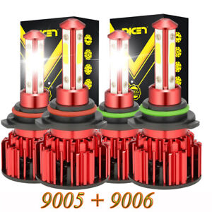 9005+9006 Combo LED Headlight 120W 3080LM High/Low Beam 6000K White 4 Bulbs Kit
