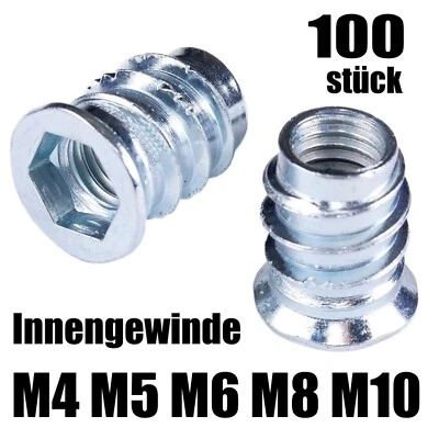 100x Einschraubmuffen Muffen Einschraubmuttern Gewindemuffe Sechskant Verzinkt - Bild 1 von 4