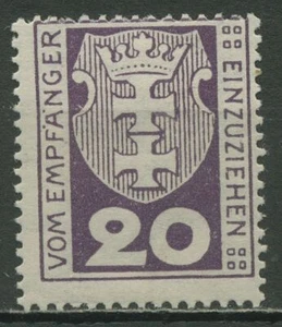 Marca de puerto Gdansk 1921 escudo de armas pequeño de Gdansk P 2a con pliegue probado - Imagen 1 de 1