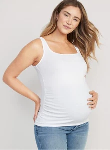 Old Navy Maternity Square Neck Tank Top White Lillies Size Small - Picture 1 of 2