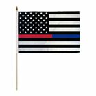 Wholesale Lot of 3 USA 50 Star Thin Red Blue Line 12"x18" Flag 24" Wood Stick